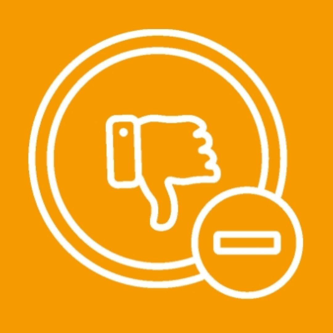 Ein Daumen nach unten symbolisiert die Nachteile von Biomethan.