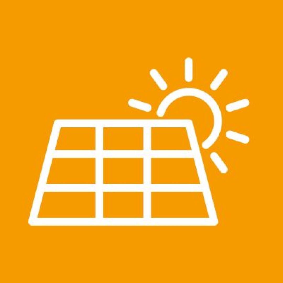 Ein Icon symbolisiert die Stromerzeugung des Balkonkraftwerks.