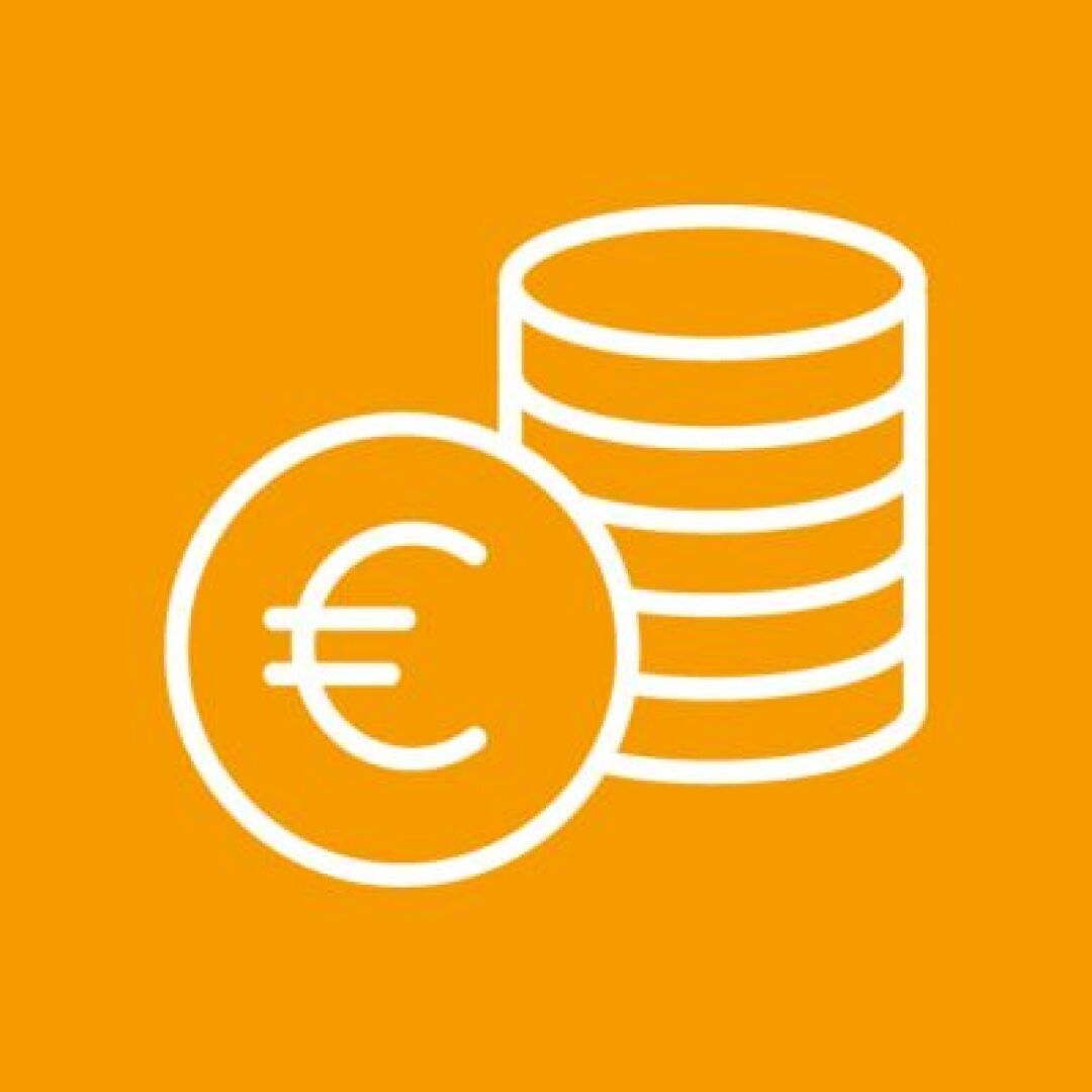 Ein Icon mit Münzen symbolisiert die Kosten einer Wärmepumpe.