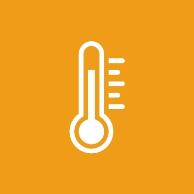 Ein Thermometer symbolisiert die Temperaturregelung der elektrischen Fußbodenheizung.   