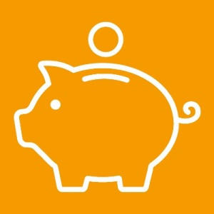 Ein Sparschwein-Icon symbolisiert die Einsparung von Kosten beim Glasfaser Anschluss.